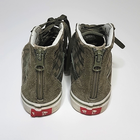 Olive Suede & Checkered High Top Vans - Picture 3 of 6
